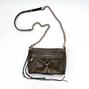 Rebecca Minkoff Mini Mac Dog Clip Olive Green Leather Chain Crossbody